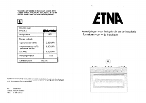 Handleiding ETNA 1909V RVS Oven