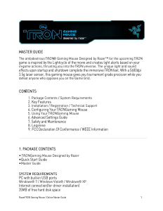 Bruksanvisning Razer TRON Mus