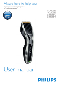 Kullanım kılavuzu Philips HC7450 Saç kesme makinesi