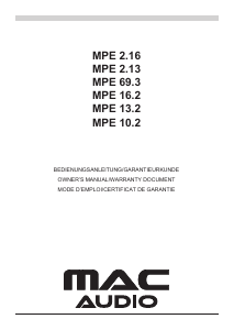 Manual Mac Audio MPE 69.3 Car Speaker