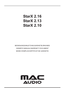 说明书 Mac AudioStar X 2.13汽车喇叭
