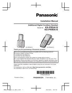 Manual de uso Panasonic KX-PRSA10 Teléfono inalámbrico