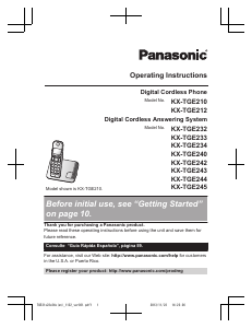 Manual Panasonic KX-TGE232 Wireless Phone