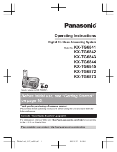 Manual Panasonic KX-TG6841 Wireless Phone