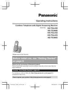 Manual Panasonic KX-TG3680 Wireless Phone