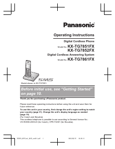 Manual Panasonic KX-TG7861FX Wireless Phone