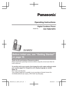 Manual Panasonic KX-TGE210FX Wireless Phone