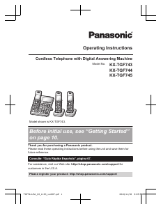 Manual Panasonic KX-TGF744 Wireless Phone