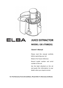 Handleiding Elba EJE-J7580(SS) Sapcentrifuge