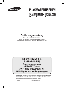 Bedienungsanleitung Samsung PS50E92H Plasma fernseher