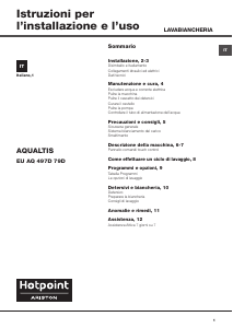 Manuale Hotpoint-Ariston EU AQ 497D 79D Lavatrice