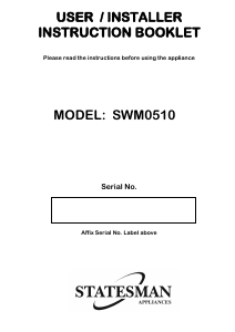 Manual Statesman SWM0510 Washing Machine