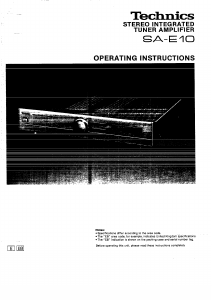 Bruksanvisning Technics SA-E10 Förstärkare