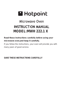 Bruksanvisning Hotpoint MWH 222.1 X Mikrovågsugn