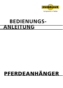 Bedienungsanleitung Humbaur Single Alu Pferdeanhänger