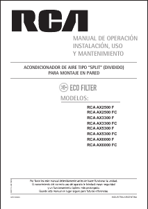 Manual de uso RCA AX2500F Aire acondicionado