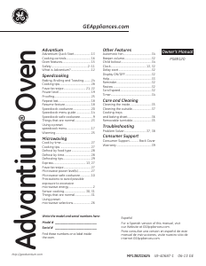 Manual GE PSB9120DFWW Profile Oven