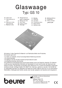 Kullanım kılavuzu Beurer GS 10 Banyo tartısı