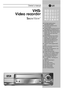 Manual LG BD280P ShowView Video recorder