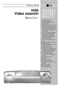 Manual LG BC205P ShowView Video recorder