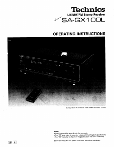 Bruksanvisning Technics SA-GX100L Receiver