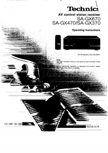 Bruksanvisning Technics SA-GX370 Receiver