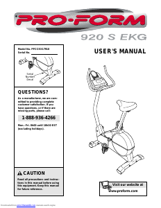 Handleiding Pro-Form 920 S EKG Hometrainer