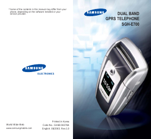 Bruksanvisning Samsung SGH-E700 Mobiltelefon