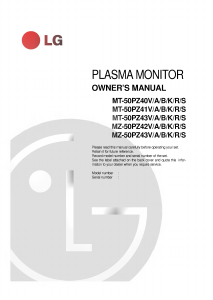 Manual LG MZ-50PZ43V Plasma Monitor