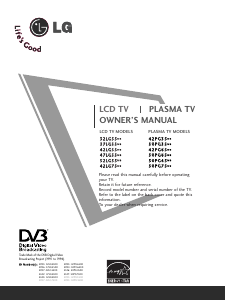 Bruksanvisning LG 50PG6500 Plasma TV