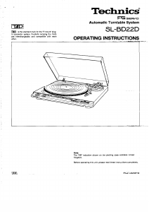 Handleiding Technics SL-BD22D Platenspeler