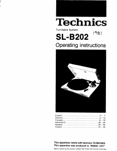 Handleiding Technics SL-BD202 Platenspeler