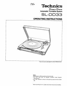 Handleiding Technics SL-DD33 Platenspeler