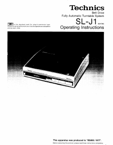 Manual Technics SL-J1 Turntable