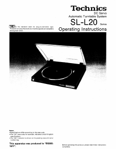 Handleiding Technics SL-L20 Platenspeler