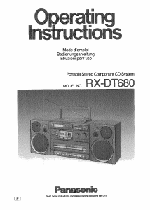 Bruksanvisning Panasonic RX-DT680 Stereoanläggning