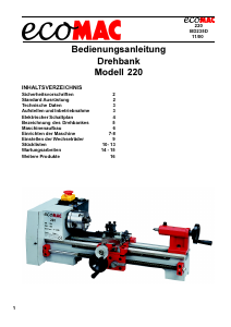 Bedienungsanleitung ecoMAC 220 Drehbank
