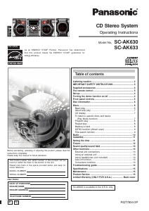 Bruksanvisning Panasonic SC-AK633 Stereoanläggning