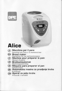 Manuale DPE Alice Macchina per il pane