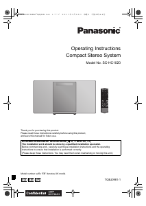Bruksanvisning Panasonic SC-HC1020EB Stereoanläggning