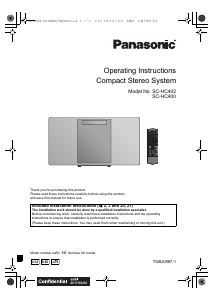 Bruksanvisning Panasonic SC-HC400EB Stereoanläggning