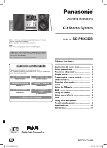 Bruksanvisning Panasonic SC-PMX3DB Stereoanläggning