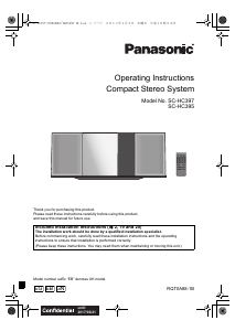 Bruksanvisning Panasonic SC-HC395GN Stereoanläggning