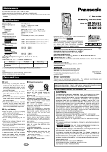 Bruksanvisning Panasonic RR-QR120 Diktafon