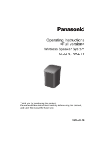 Bruksanvisning Panasonic SC-ALL2EG Högtalare