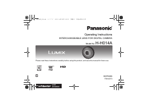 Manual Panasonic H-H014AE Lumix Camera Lens