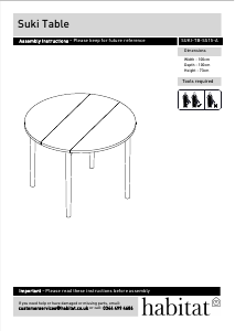 説明書 Habitat Suki (100x100x73) ダイニングテーブル