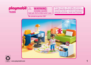 Handleiding Playmobil set 70209 Modern House Kinderkamer met bedbank