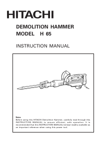 Manual Hitachi H 65 Demolition Hammer