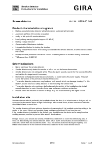 Manual Gira 0869 00 Smoke Detector